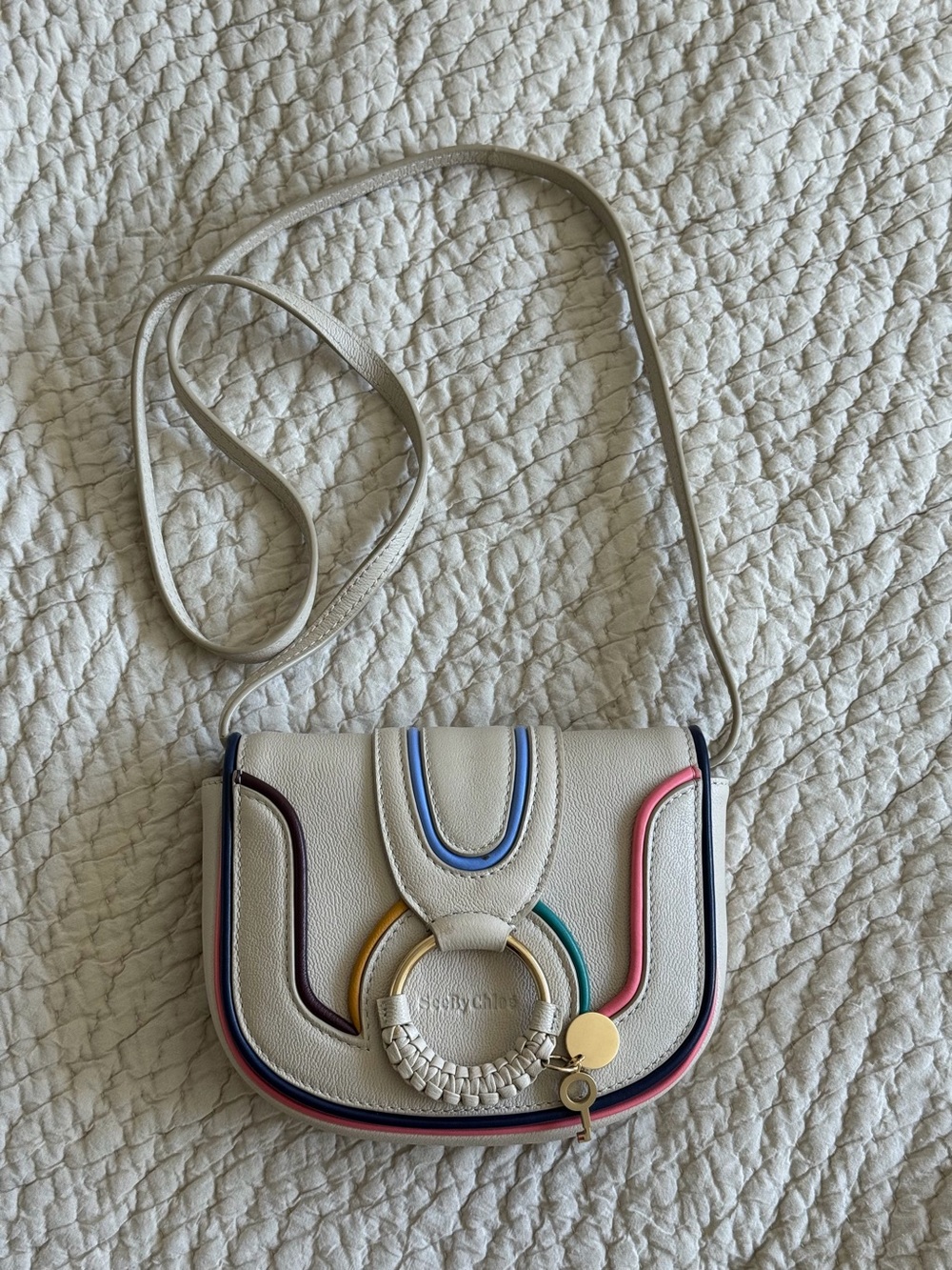 See By Chloe Ivory Crossbody with Multicolor Trim and Gold Ring - Picture 2 of 6